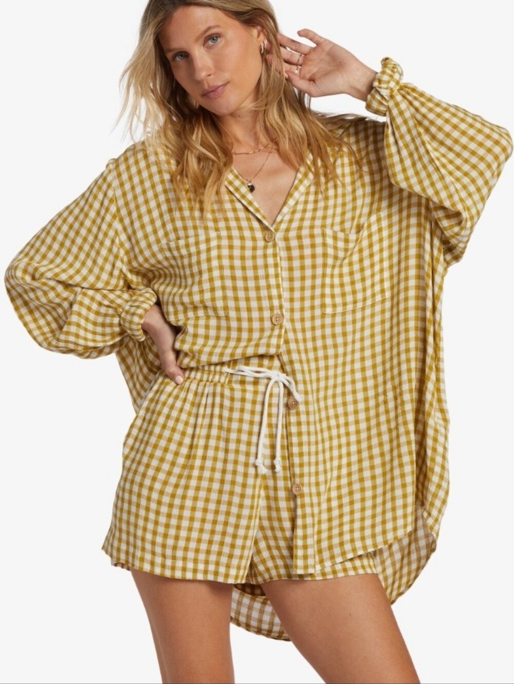 NWT,"SWELL BLOUSE AND SHORTS SET", BY BILLABONG" 💚💛 - Picture 16 of 16